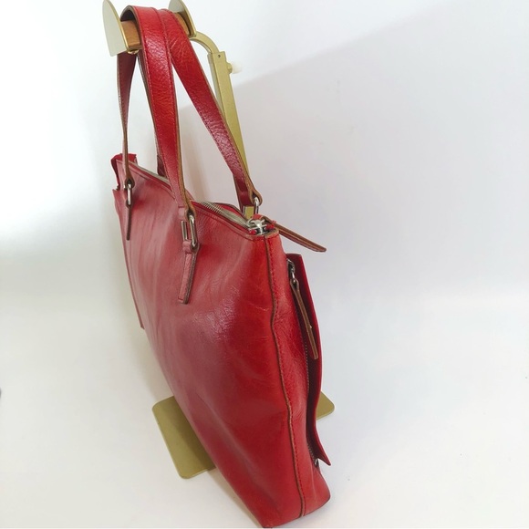 Club Monaco Red Leather Portfolio Tote - Picture 2 of 15